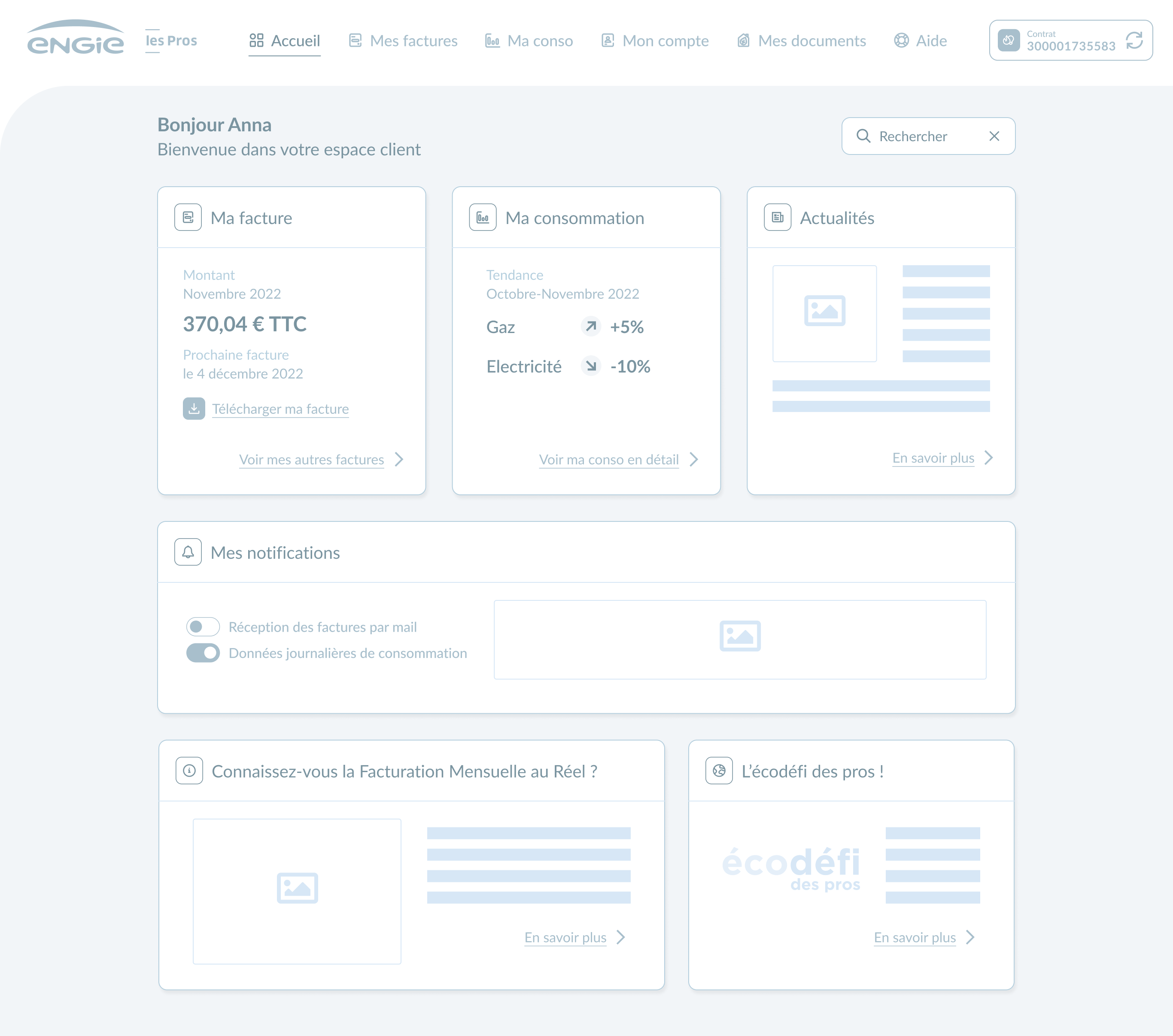 Wireframes affinés Engie Pro