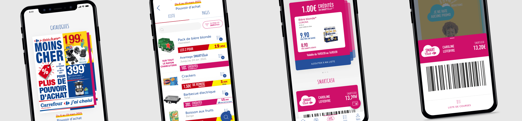 Ecrans de l'application MonClub Carrefour